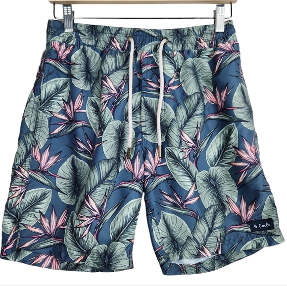 Barney Cools Tropical Print Board Shorts Birds of Paradise Men's Size 30 - Picture 1 of 6
